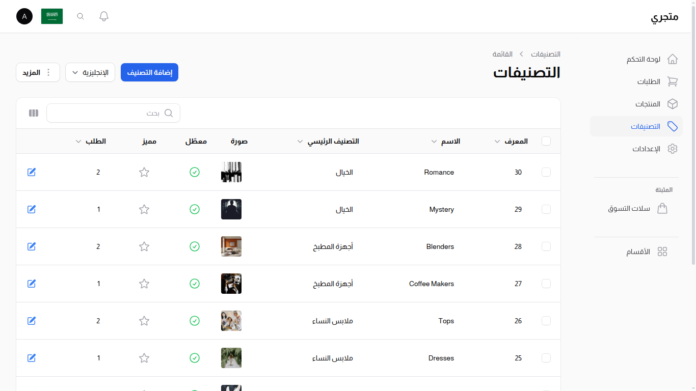 قائمة التصنيفات
