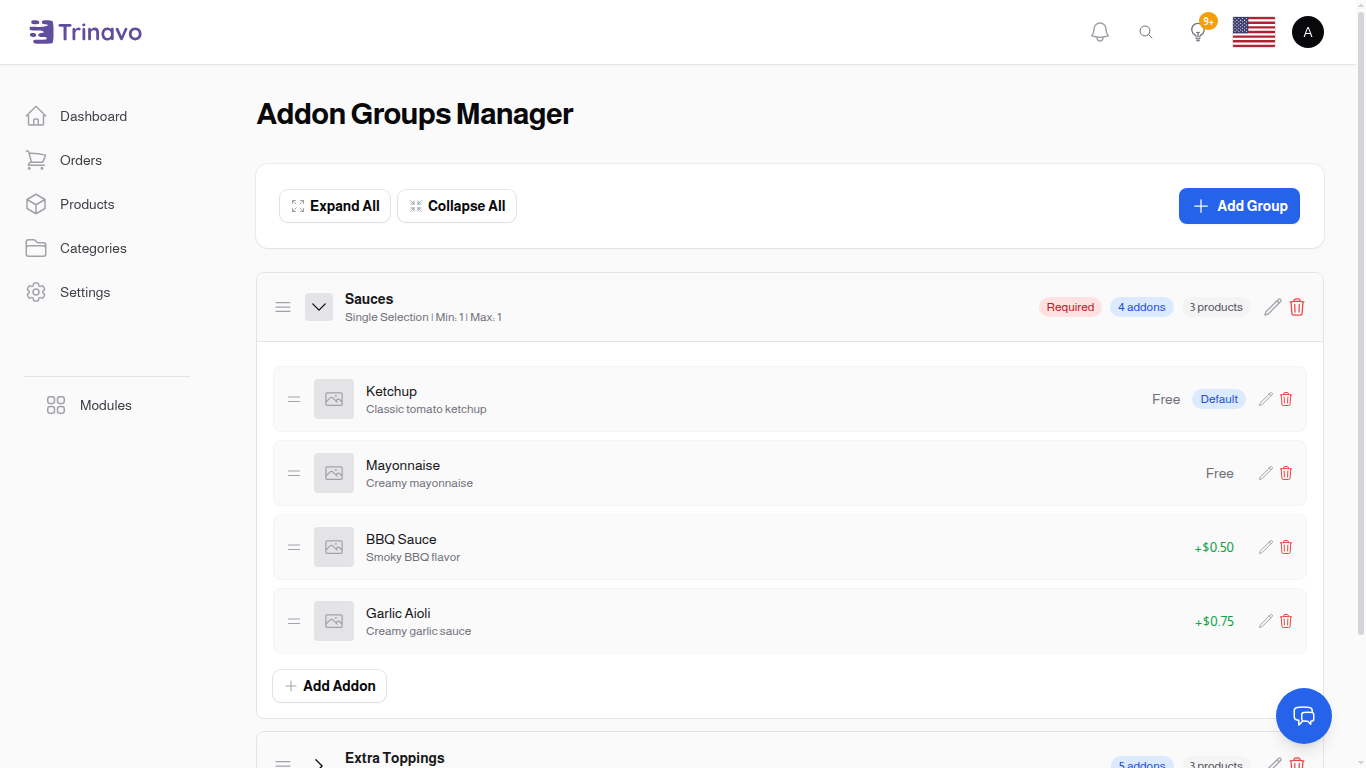 Addon Group with Addons