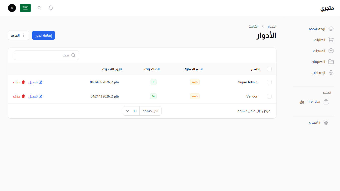 قائمة الأدوار