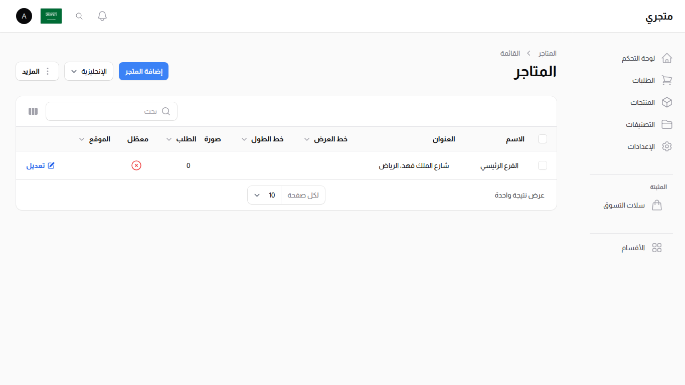 قائمة المتاجر
