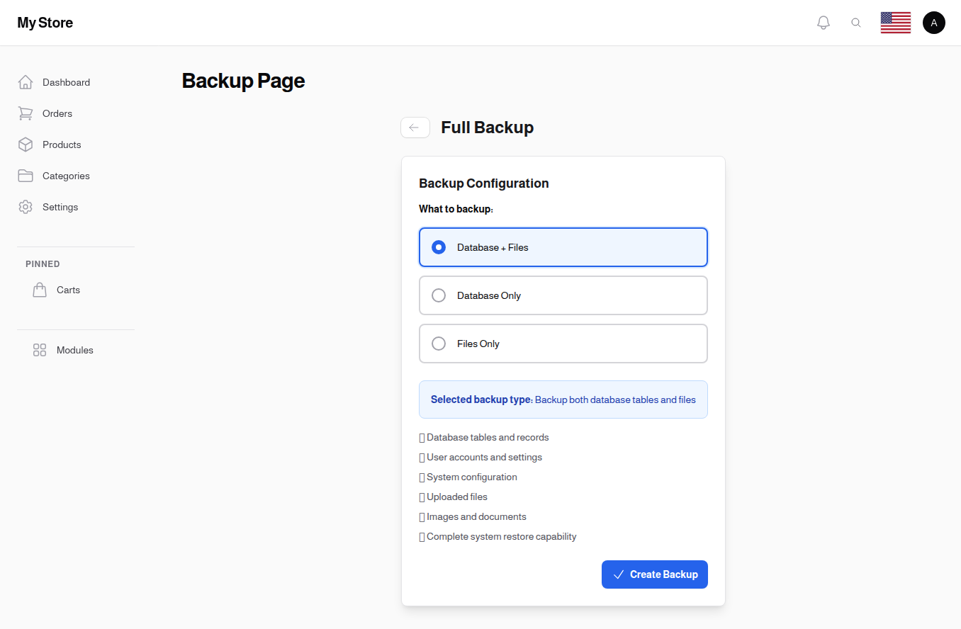 Full Backup Configuration