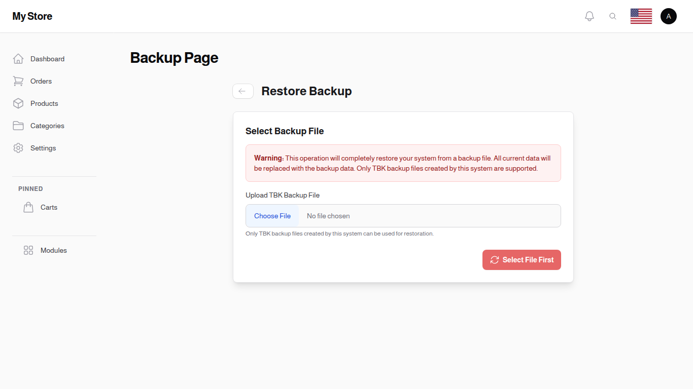 Restore Backup Configuration