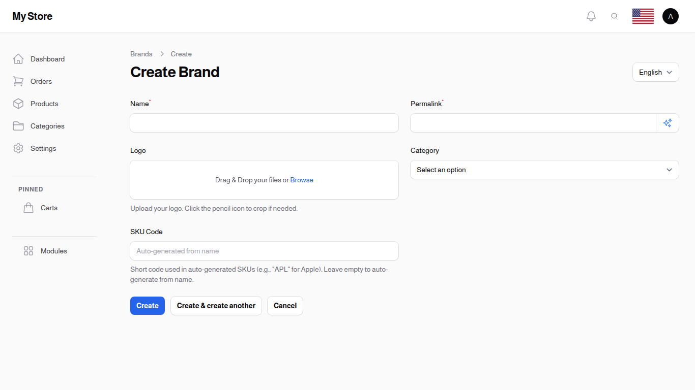 Brand Creation Form