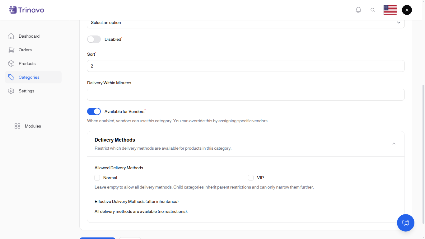 Category Delivery Methods