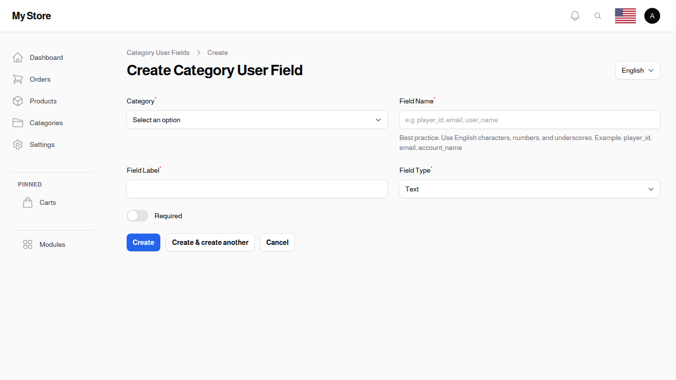 Create Category User Field
