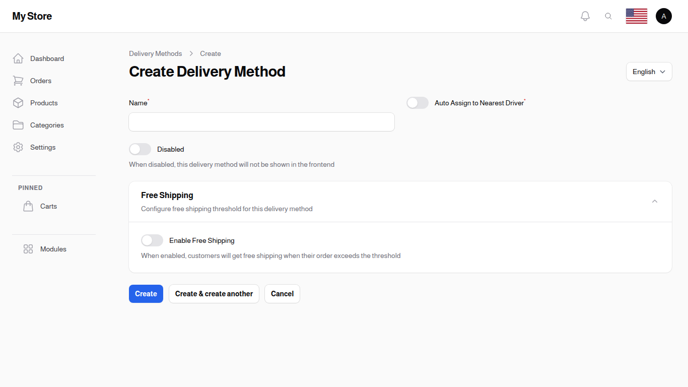 Create Delivery Method