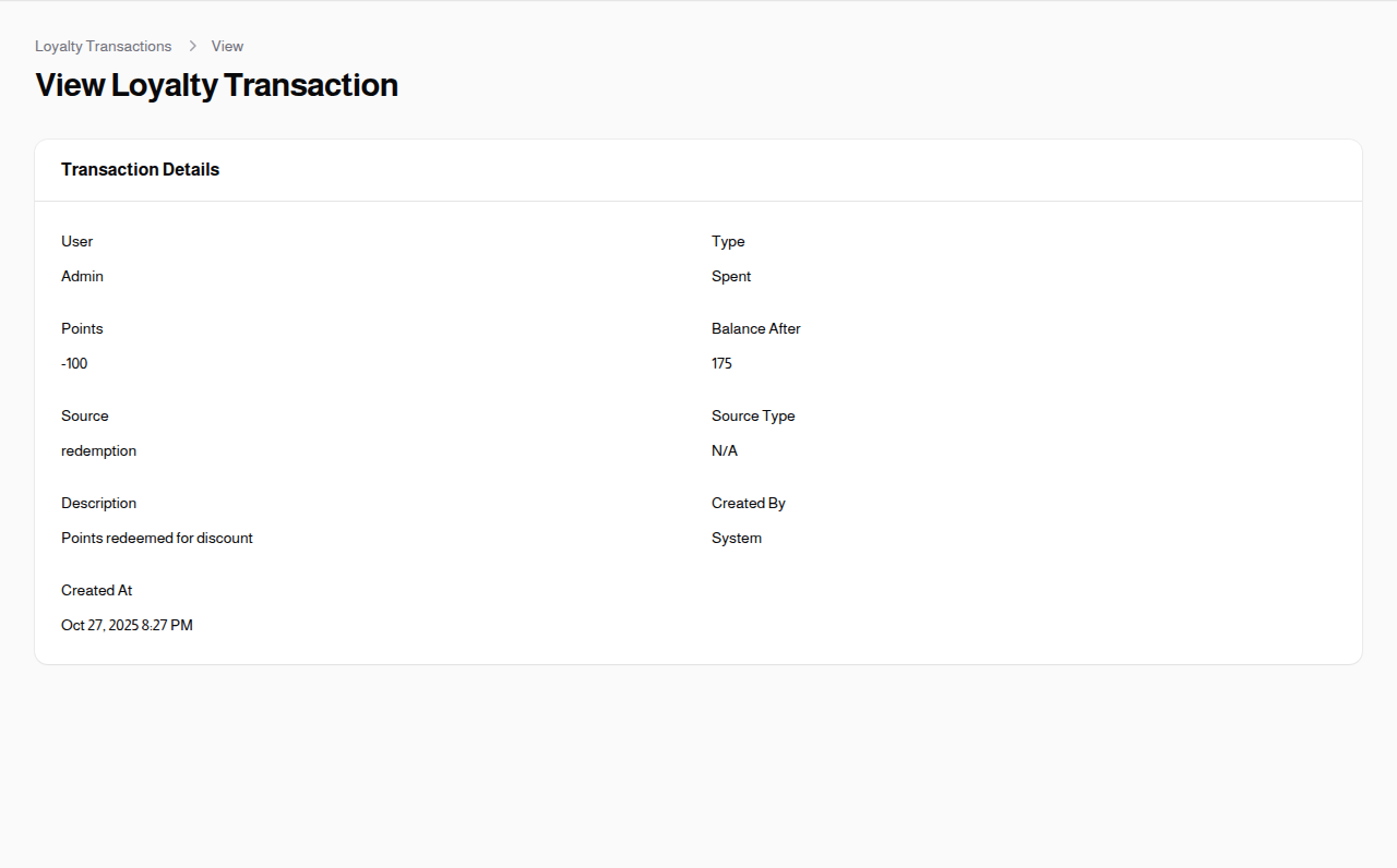 Loyalty Transaction Details