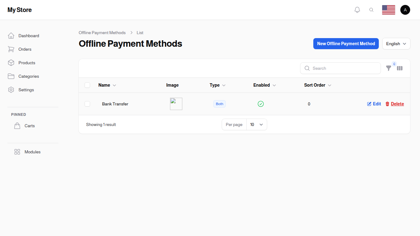 Offline Payment Methods List