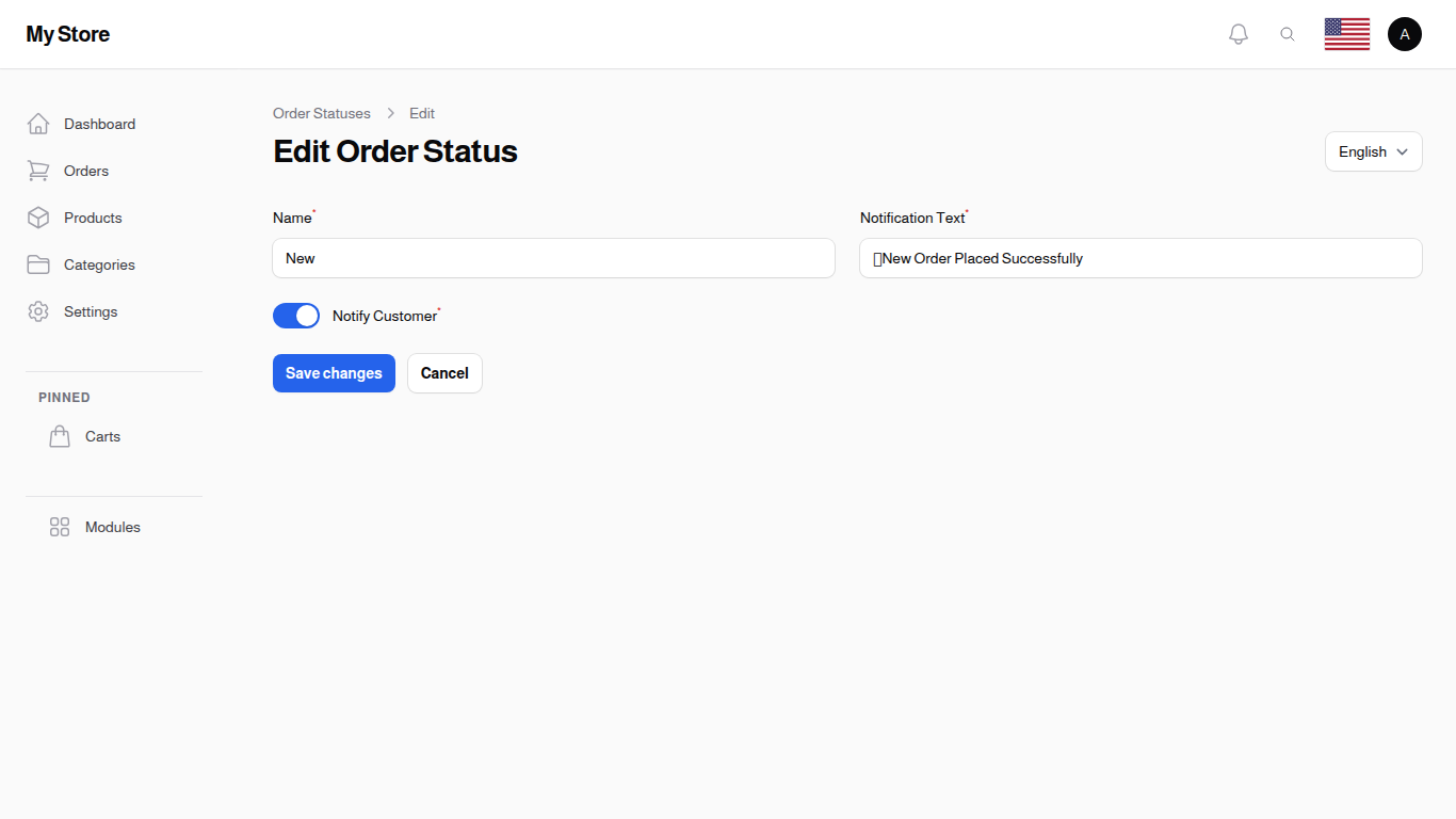Edit Order Status