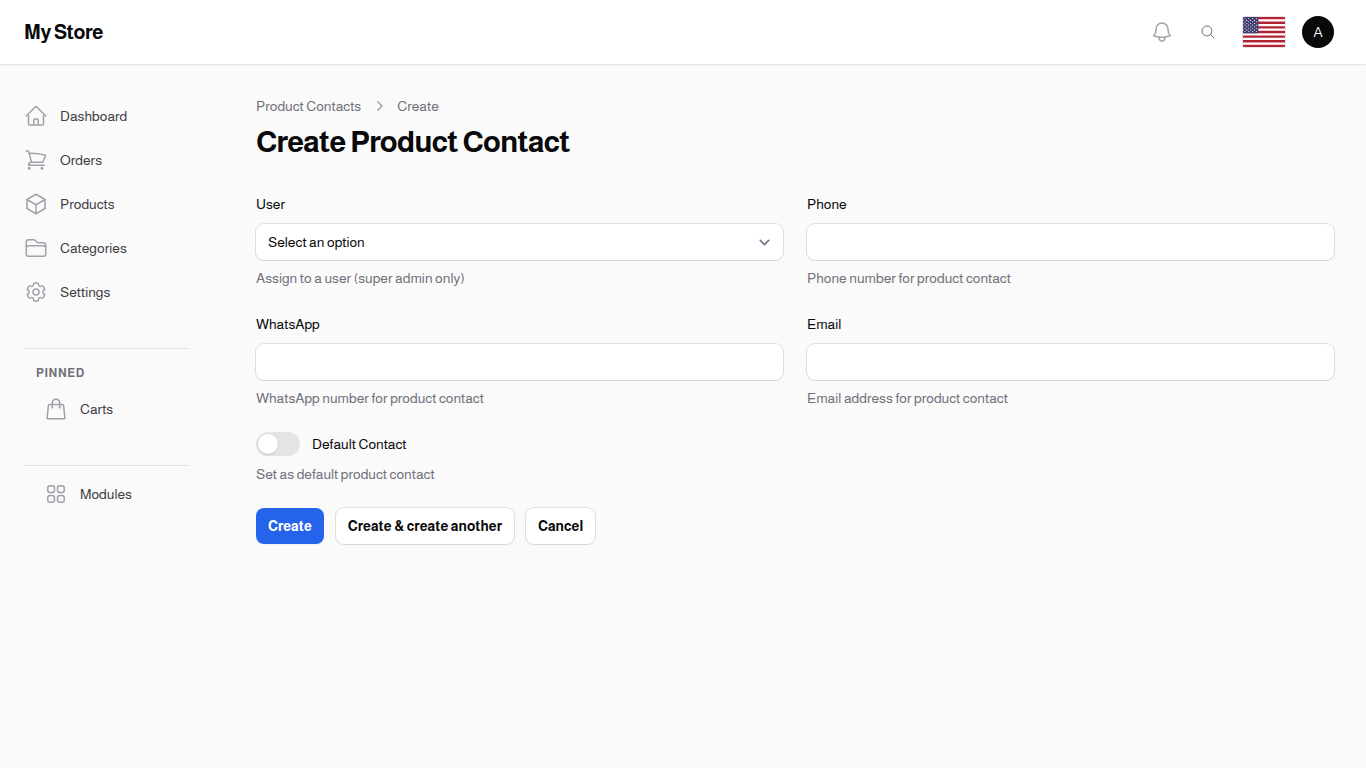 Create Product Contact