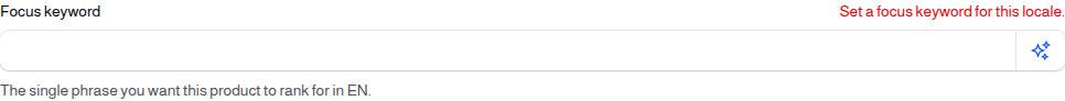 The focus keyword field at the top of the Optimize modal, with its own sparkle button for AI generation