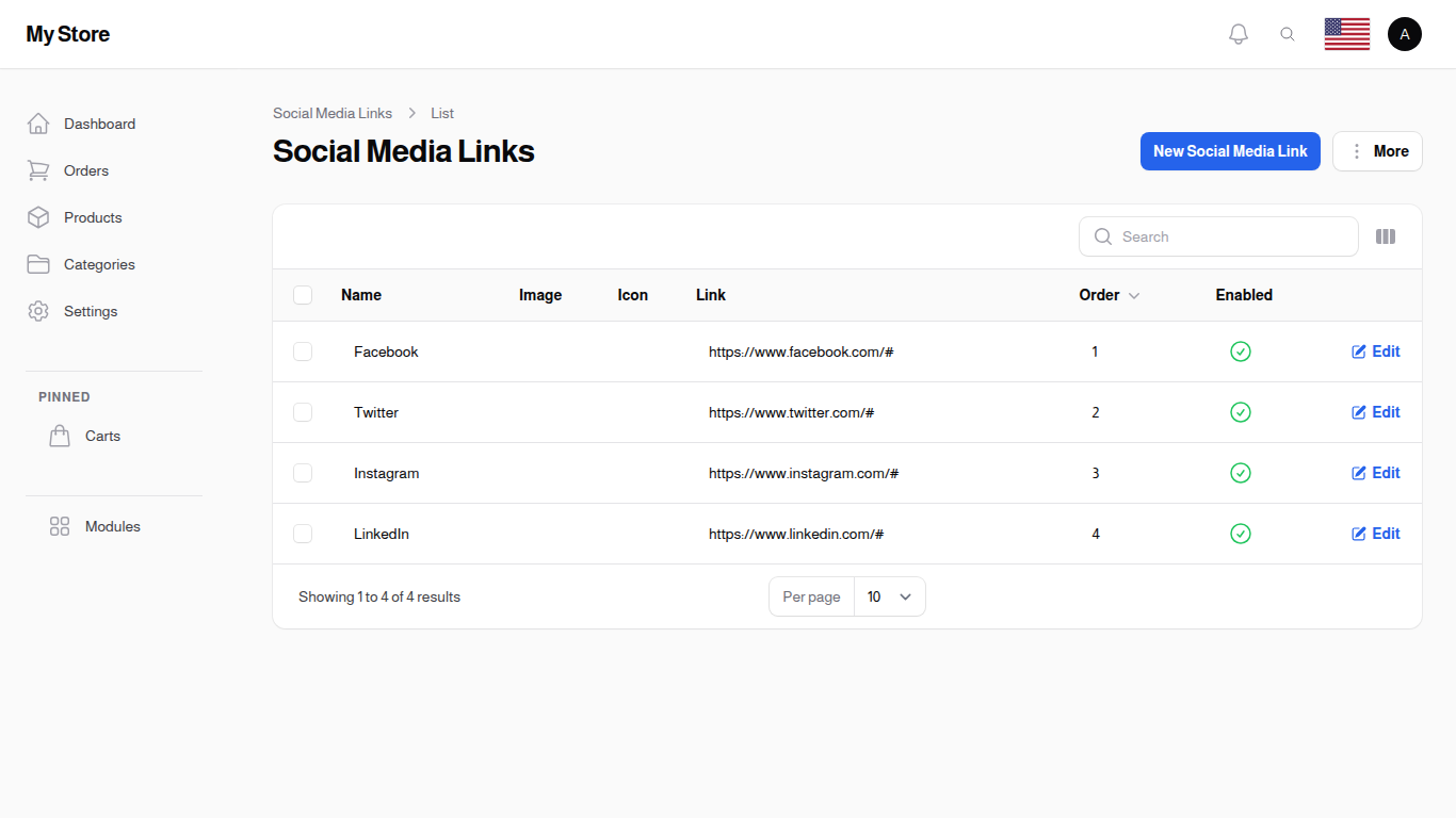 Social Media Links List