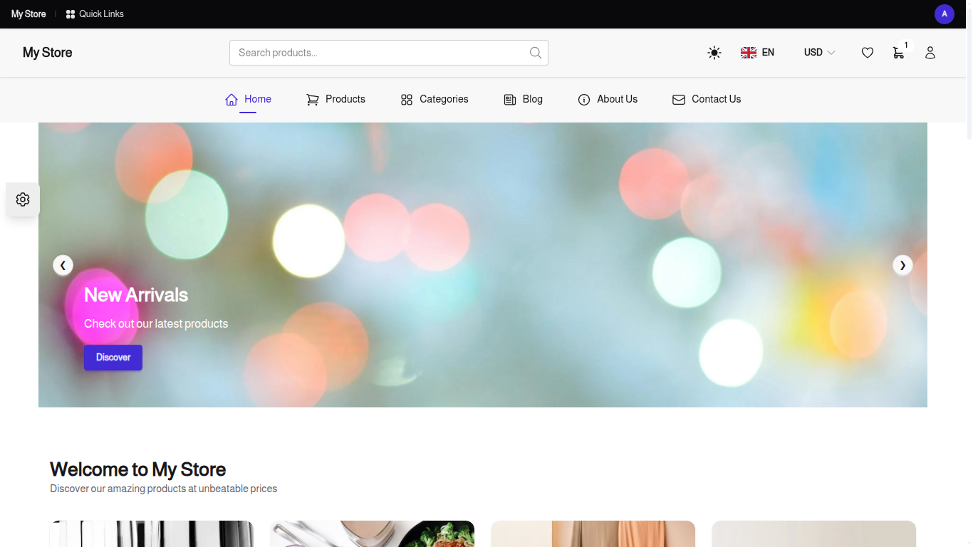 Storefront Home — what your customers see when they visit your store