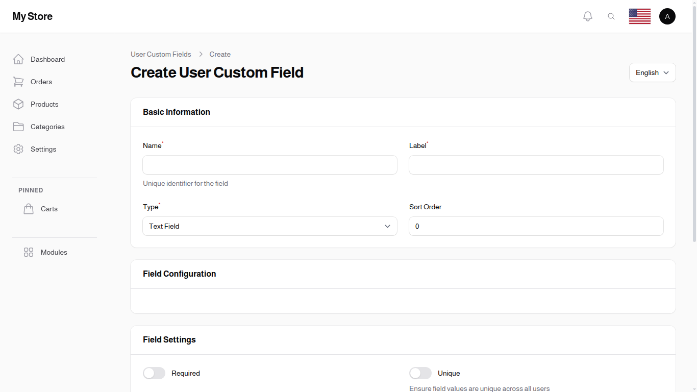 Create User Custom Field