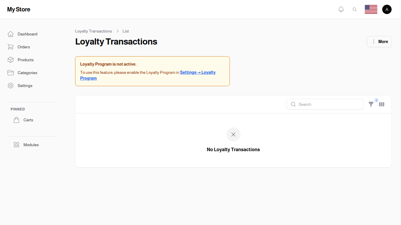 User loyalty points list — per-user totals with current balance and tier