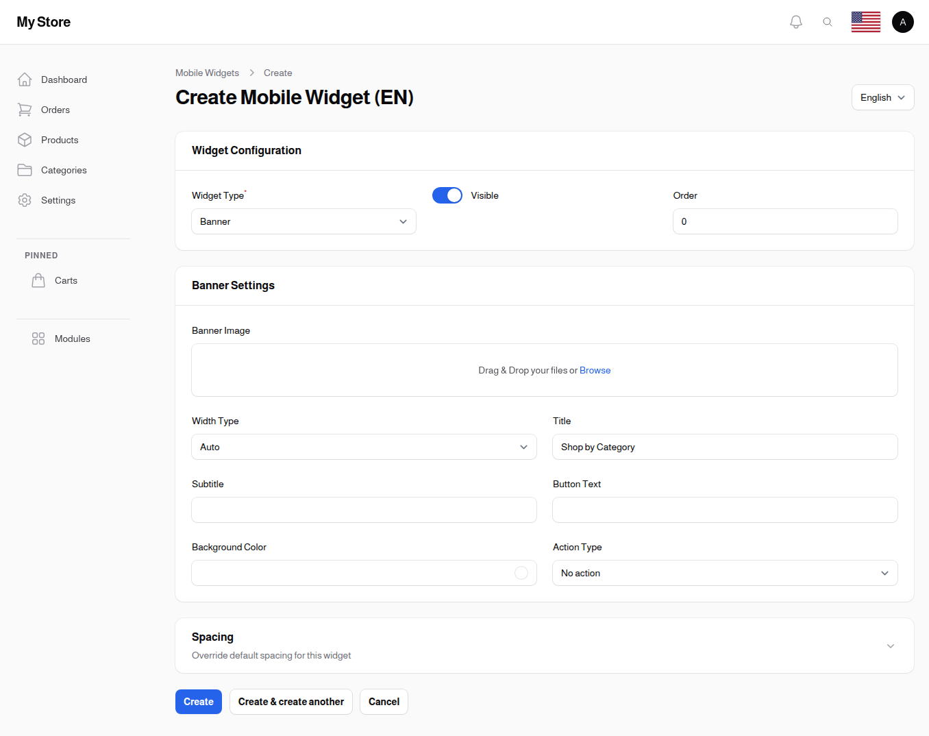 Banner Widget Settings